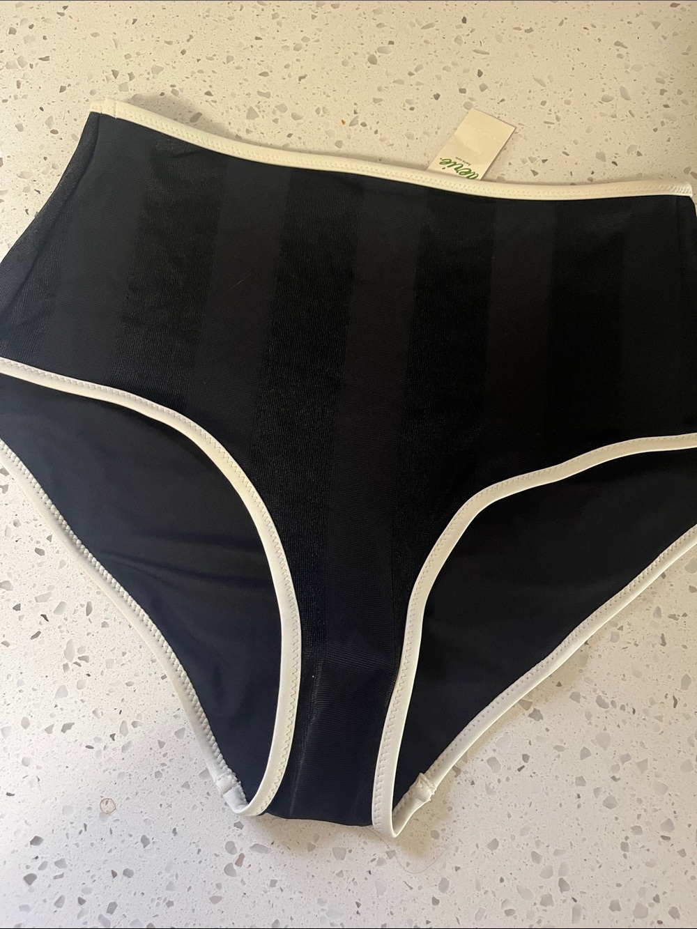 aerie Black bikini bottom with White Trim new small